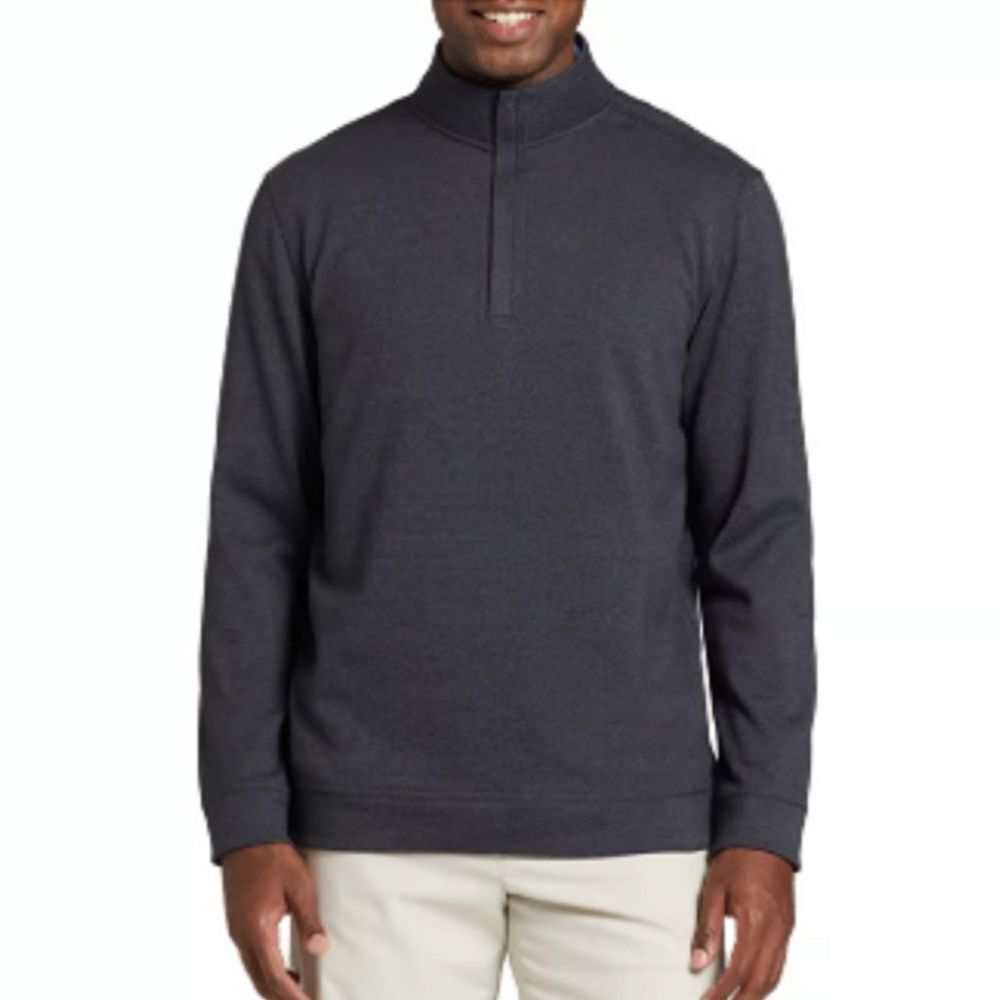 Walter Hagen XL Tall Golf Heather Gray Black Quarter Zip Knit Cotton Sweatshirt